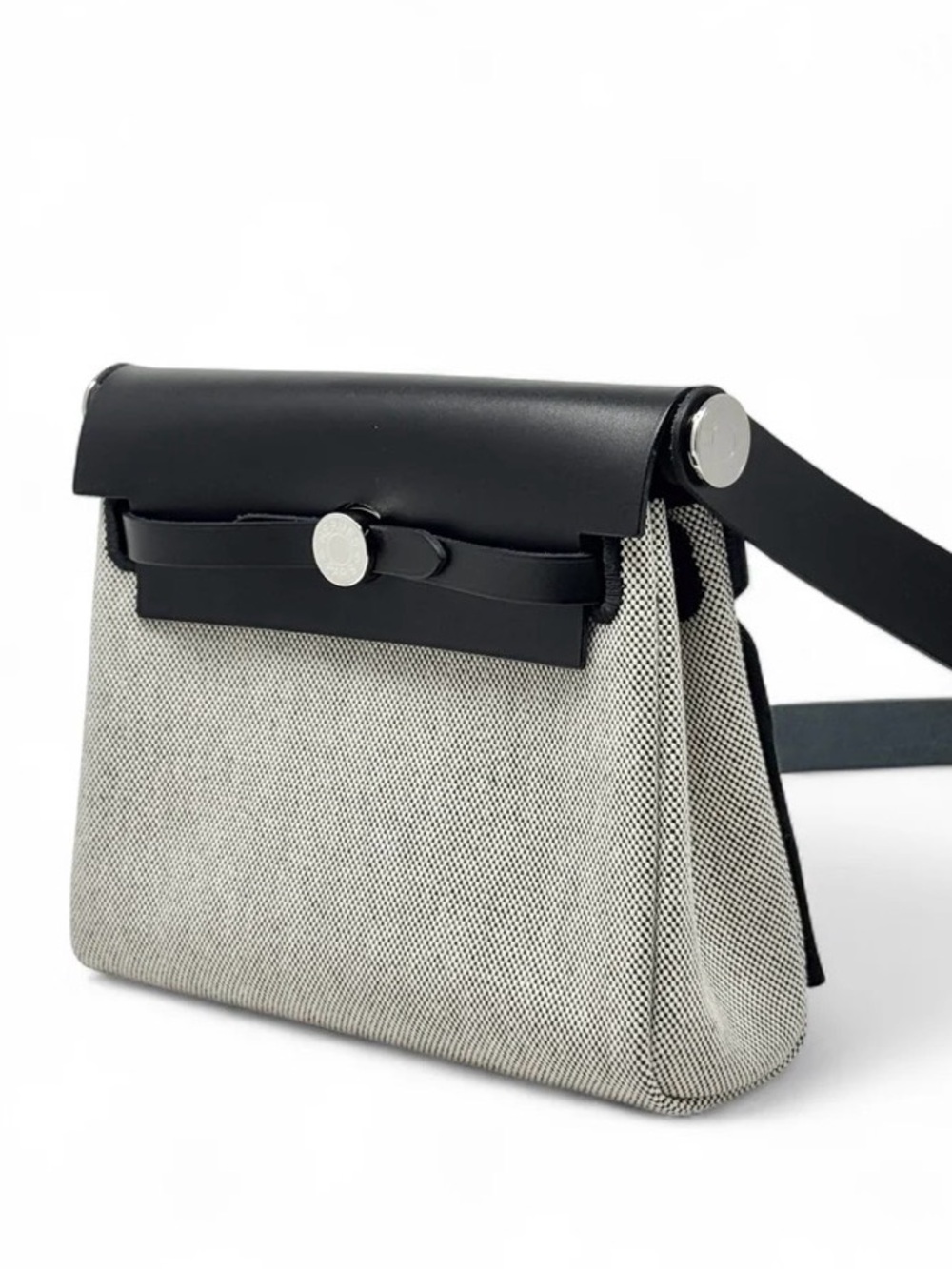 Hermes Black and Gray Canvas Crossbody mini HerBag 20